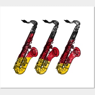 Saxophone German Flag Saxophonist Sax Player Germany Posters and Art